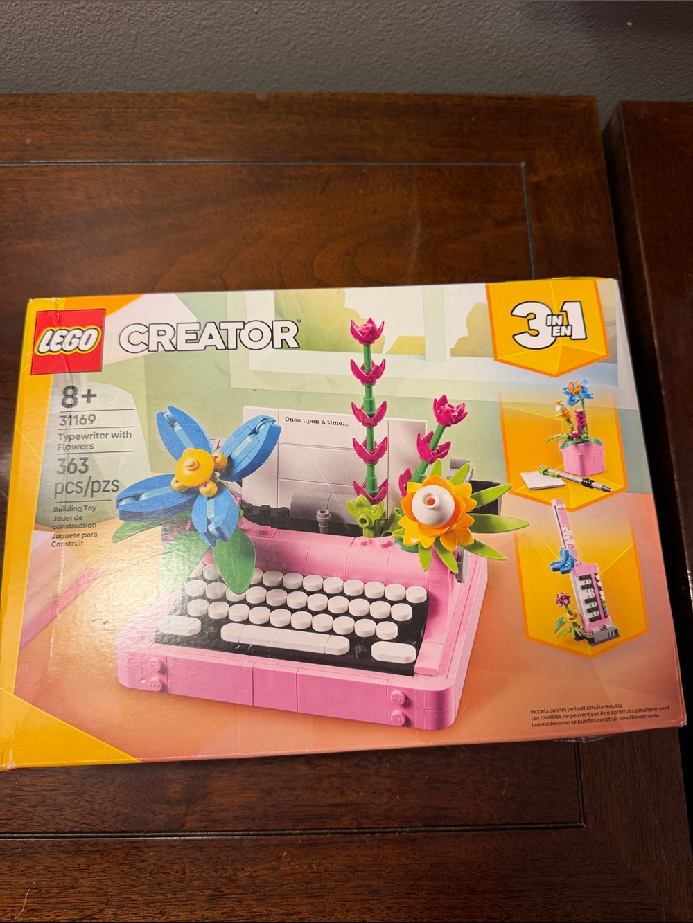 Lego Creator Pink Typewriter with Blue and Yellow Floral Accents